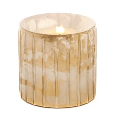 Glass Candle 10cm White/Gold